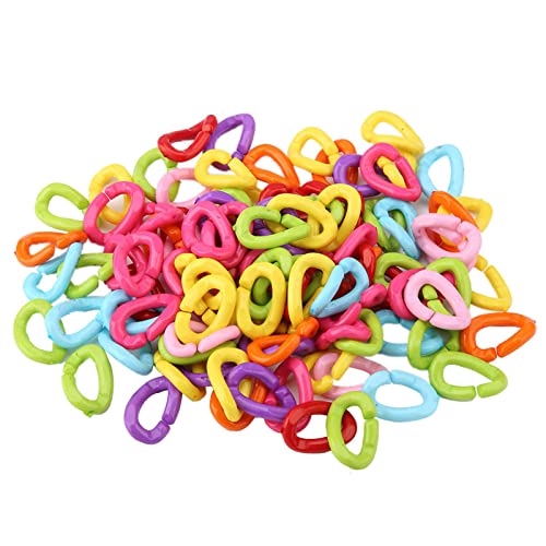 Sturdy Plastic Links for Large Bird Chains,Harrisons Bird Food,Toys 100Pcs Plastic C Clips Hooks Chain Links DIY Parrot Toys Mix Color