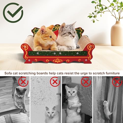 COOZMENT Scratching Sofa, Couch Shaped Thick Scratching Cardboard, Lounge Bed for Indoor Rest&Play, Sofa Scratcher Pad (Red, 23" L X 12.2" W X 10.7" H) - color: Red