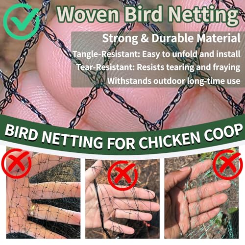 25x50ft Bird Netting for Chicken Coop, 1" Mesh Chicken Netting Cover - size: 25x50FT-1"