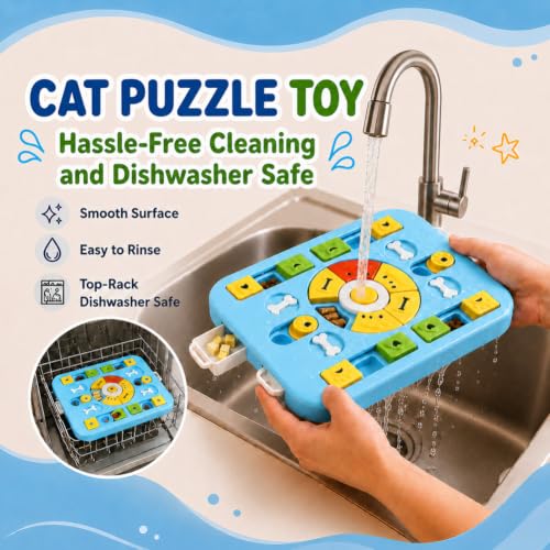 Interactive Cat Puzzle Toy, Maze Slow Feeder, 15.4 in - color: blue