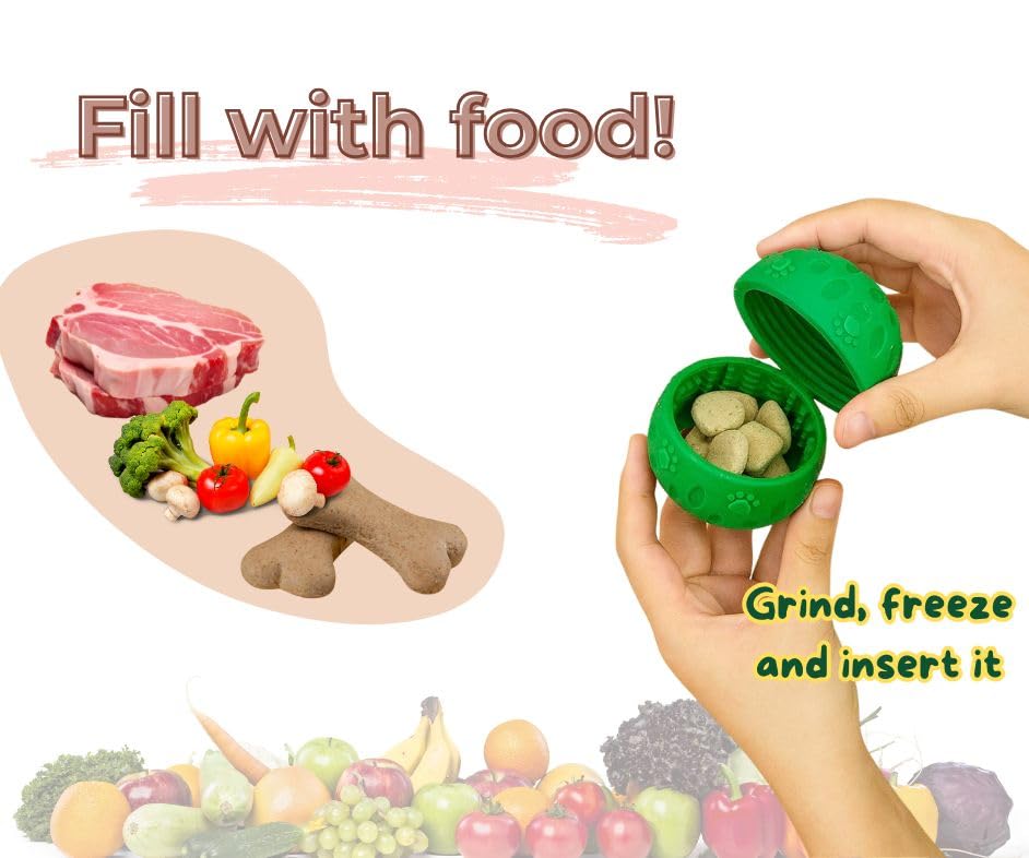 Avellana, Long Lasting, Interactive Dog Toy, Food Grade, Silicone Dog Toy for Large Dogs Puppy Ball Shape.