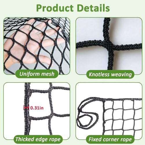 Safety Rope Net Kids Pet Stairs Balcony Railings Protection Rope Netting Playground Safety Net Sports Netting Baseball Backstop Nets Black - size: 4.9X16.4ft