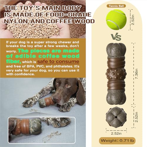 TLKNG Large Size Indestructible Squeaky Dog Chew Toy for Medium/Large Aggressive Chewers Breed Dogs Durable Squeak Bone Teething Crate Toys