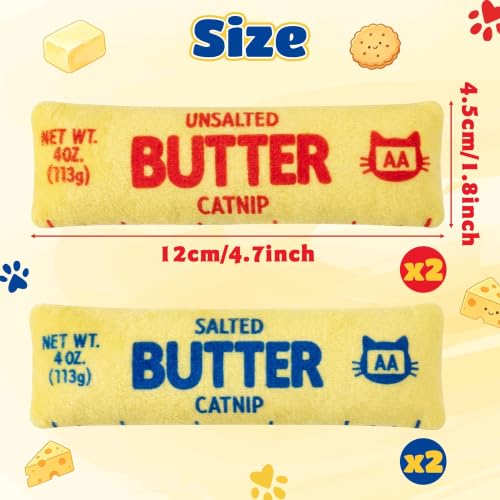 4Pcs Butter Catnip Crinkle Paper Sound Toys for Cat, Catmint Cat Toy Gift - style: 4Pcs Butter (with Crinkle Paper)