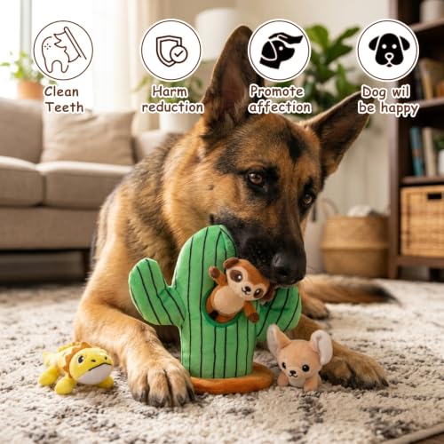 Hollypet Squeaky Hide and Seek Dog Toys for Small and Medium Dogs, Cactus - style: Cactus