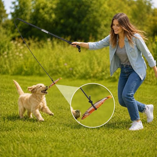 Flirt Pole for Dogs, Heavy Duty 33" Detachable Toy with 5 Lures - color: Rope+Ball