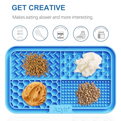 Azyh Licking Mat for Dogs & Cats 2 Pack, Slow Feeder Lick Pat for Large Dogs and Puppies, Anxiety Relief Dog Toys Feeding Mat for Butter Yogurt Peanut, Pets Bathing Grooming Training Mat (9.9'' × 6'') - color: Blue&Green