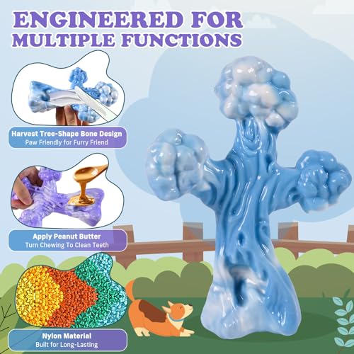 2Pack TreeBone Indestructible Dog Chew Toys for Aggressive Chewers - color: LightBluePurple