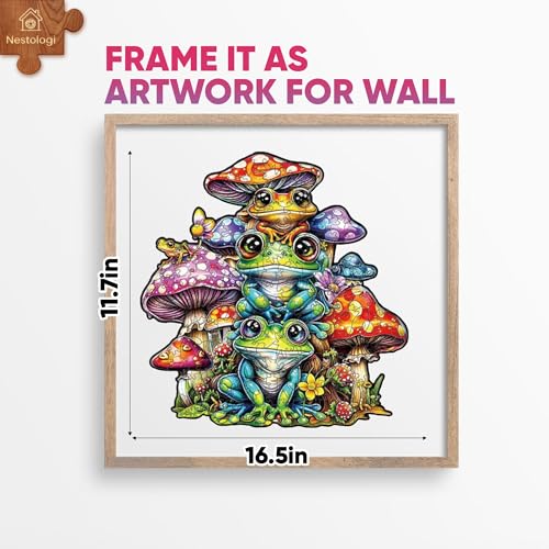 Frog Mushroom Wooden Jigsaw Puzzle, 150 Pieces - color: Frog