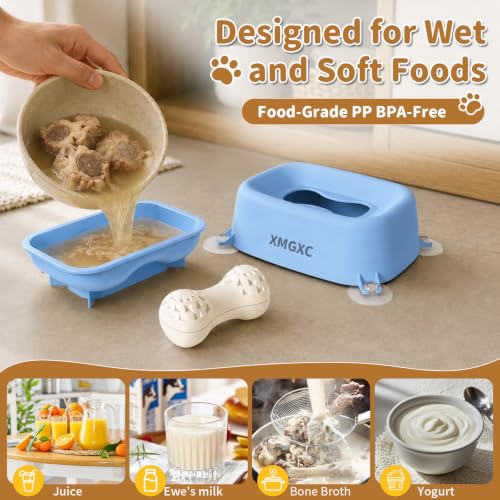 Dog Lick Bowl Slow Feeder with Rolling Log & Suction Base,Blue - color: Blue