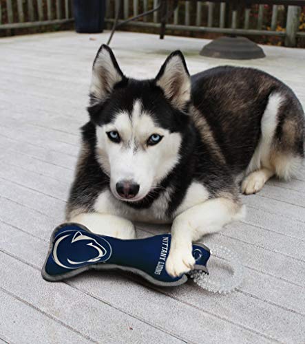 Pets First NCAA Penn State Nittany Lions Dental Dog TUG Toy with Squeaker. Tough PET Toy for Healthy Fun, Teething & Cleaning Pets Teeth & Gum - color: Penn State Nittany Lions