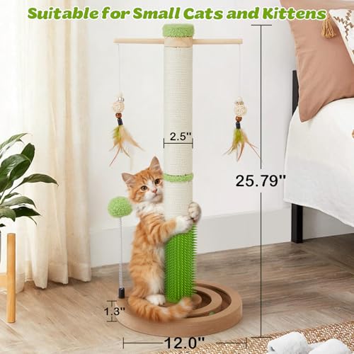 25.79" Cat Scratching Post Tower for Kittens, Sisal Small Cat Scratch Post - size: 25.79 Inch Tall