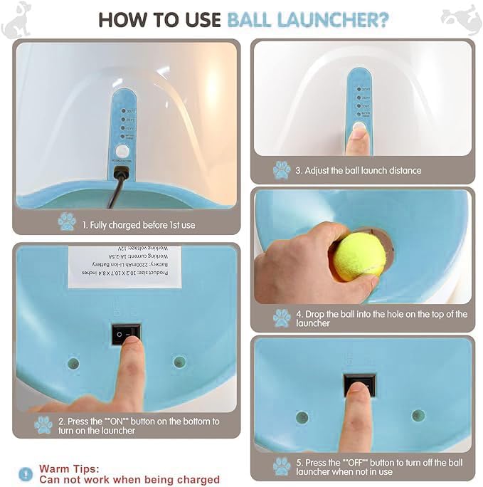 MEKAPLE Automatic Dog Ball Launcher, Dog Ball Thrower Machine with 10-30Ft 3 Launching Distance, Interactive Toys for Small-Medium Dogs Indoor & Outdoor with 15 Mini Tennis Balls (2 inch) -Blue - color: Blue