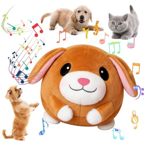 Interactive Dog Toys,Active Moving Pet Plush Toy with Recording and Music Modes, Jumping Squeaky Song shaking Interactive Dog Ball, Rechargeable Dog Toys to Keep Them Busy,Animal Plush Pet Toy (Dog) - color: Dog