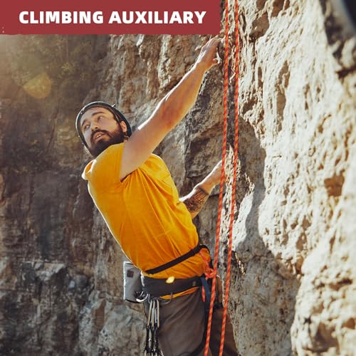 1/2 Inch Static Climbing Rope (150 Ft) - 9000lbs High Strength Arborist Bull Rope for Tree Pulling, Rigging & Rappelling - 48 Strand Polyester Braided Core, Red - size: 1/2in x 150ft, style: Red
