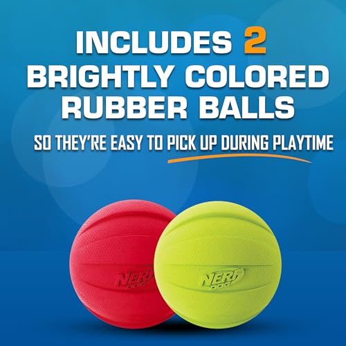 Nerf Dog Classic Squeak Ball Outdoor DogToy, 3.8 Inch Dog Ball Fetch Toy, Squeaking Toy for Medium and Large Breeds, Green/Red, 1 Count (Pack of 24) - color: Green/Red, size: 1 Count (Pack of 24), style: 2-Pack
