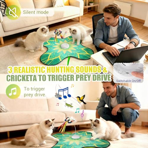 Interactive Cat Toys For Indoor Cats, Rechargeable Touch Automatic Cat Toy - color: Green
