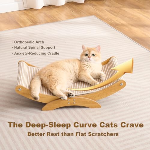 Large Cat Scratcher Bed, Cat Hammock with Sisal Scratch Pad for Indoor Cats
