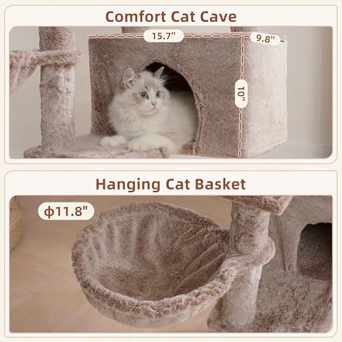 Gitelsnour Cat Tree Tower for Indoor Cat, Top Platform with Toy, GCT006SMU - color: Muchroom, size: 47.24 inches