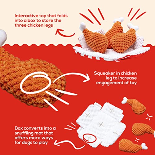 PAWTY Fried Chicken Interactive Dog Toy - Snuffle Nosework Puzzle with Squeaker - Pet Stress Relief Game - Nosework Hide Treat Food Puzzle - Medium Dog - Durable Cute Dog Gifts - style: PAWTY Fried Chicken