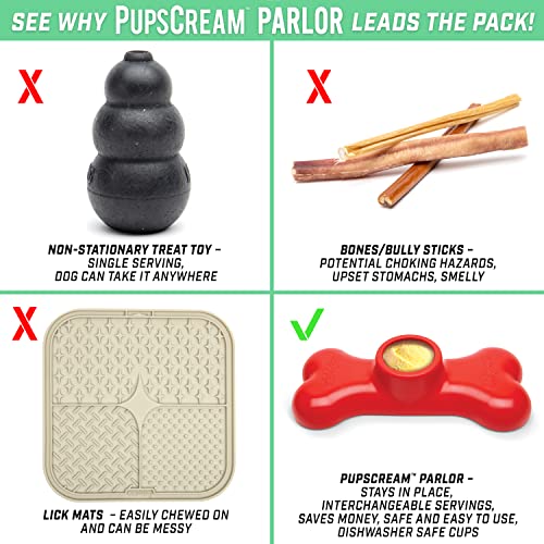GoSports Pets PupsCream Parlor - Non-Slip Frozen Dog Treat & Ice Cream Holder - Mess-Free Lick Mat Alternative, Includes 6 Reusable Cups & Lids - color: Red