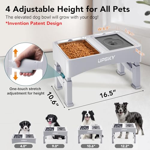 UPSKY 3-in-1 Elevated Dog Bowls Set with 4 Height Adjustable Stand, White - color: E-3-in-1 (White)