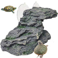 Turtle Basking Platform Reptile Climbing Shale Resin Step Ledge Stone Aquarium Ornament Rock Landscaping Decoration with Suction Cups for Frogs Newts Amphibians Lizard (Medium:8.2”Lx3.3”Wx3.1”H) - size: 8.2”Lx3.3”Wx3.1”H