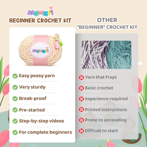Mewaii Crochet Kit for Beginners, 3 Pack Sea Otter Craft Set - color: Light Brown