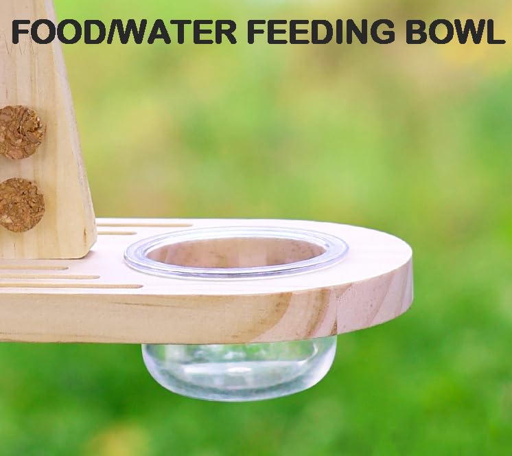 Bird Feeding Dish 2pcs Cups Bowl Clamp Holder Coop Cup, with Foraging Smart Toy 9pcs Soft Corks for Small to Regular Size Parrot Cockatiel Birds