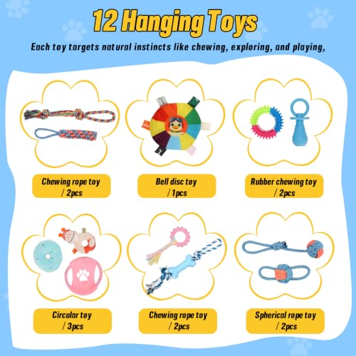 Blue Puppy Play Gym with 12 Hanging Toys (Blue) - color: Blue, size: 19.5x38in