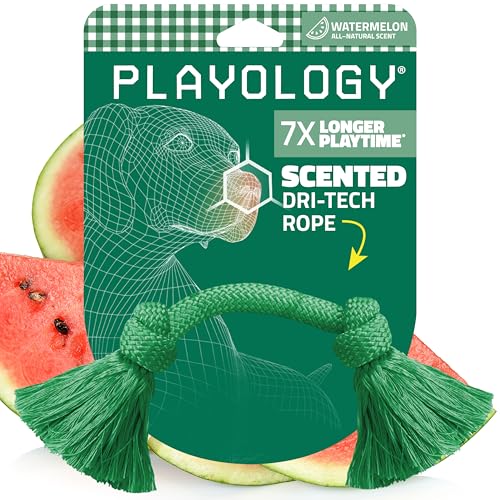 Playology Tug Rope Dog Toys for Medium Dogs - Medium, Watermelon Scent - size: Medium, style: Watermelon