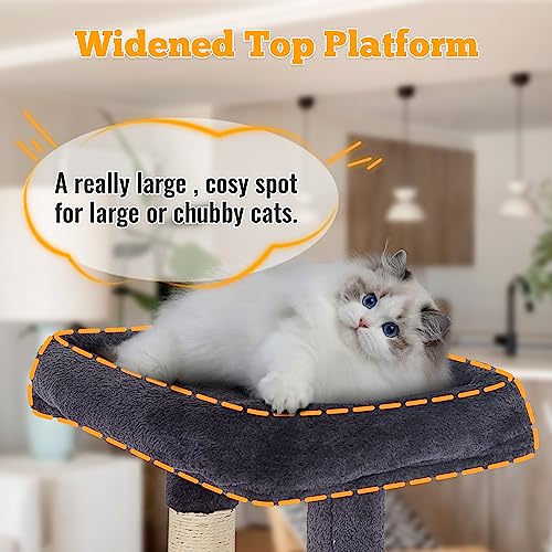 FDW 37.8" Cat Tree Tower | Dark Gray | Multi-Level Indoor Activity Center - color: Dark Gray