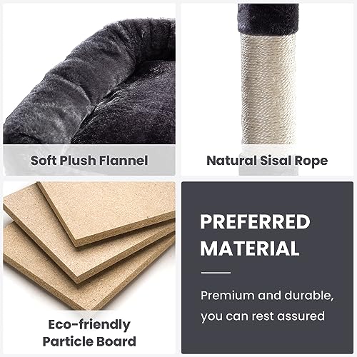 SHA CERLIN 68 Inches Multi-Level Large Cat Tree for Large Kitties/Big Cat Tower with Condo/Cozy Plush ‌Pussycat Perches/Sisal Scratching Posts and Hammocks/Activity Center/Dark Grey - color: Dark Grey, size: 68in