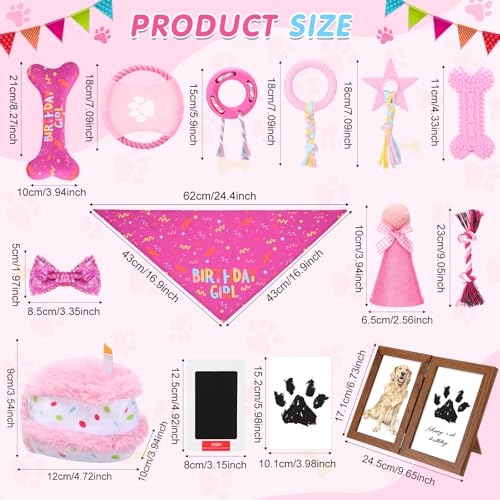 Gemscream 14 Pcs Dog Birthday Toy Gifts Dog Birthday Cake Puppy Interactive Squeak Toys Decorations for Small and Medium Dogs Supplies(Pink) - color: Pink