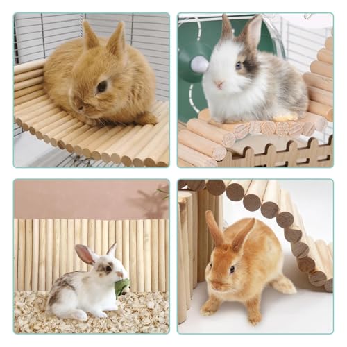 Hamiledyi Chinchilla Wooden Suspension Bridge Platform Toy, Small Animal Climbing Toys for Guinea-Pigs Sugar Glider Squirrel and Other Small Animals (Birch)