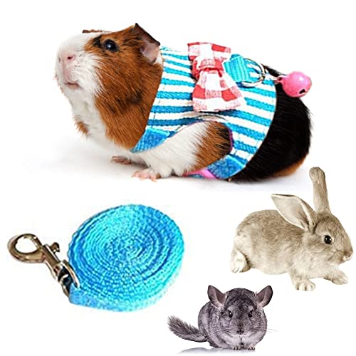 Litewoo Small Animal Harness Leash Set for Guinea Pig (Medium,Blue Stripe) - color: Blue Stripe, size: Medium