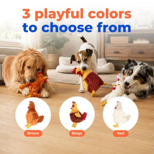 Best Pet Supplies Interactive Squeaky Dog Toy - Crinkle Chicken, Red - color: Crinkle Chicken (Wine Red), size: Large