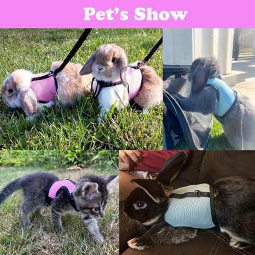 Rabbit Harness Leash Set Escape Proof Bunny Leash Vest Harness,Hot Pink XL - color: Rose Red, size: XL Chest 9.8-15.7",For Big Adult Rabbit