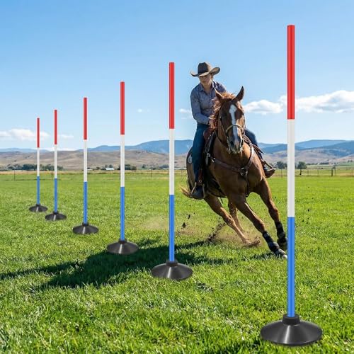 Pole Bending Set – 6ft 6-Pack Agility Training Poles for Horse,dog,soccer