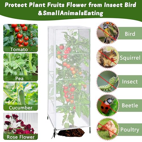 3Pcs Garden Bird Netting Plant Cover for Square Tomato Cage - color: 3 Pcs, size: 59 x 17.7 inch