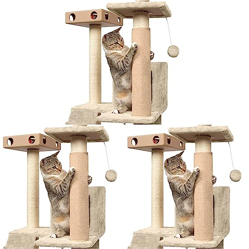 Furhaven Wrap Around Scratching Post Cover for Indoor Cats, Fits Posts Up to 3.5" Diameter, Durable & Less Mess - Tiger Tough Carpet Scratch Mat - Cream, Large (Pack of 3) - color: Scratch Post Cover - Cream, size: Large (Pack of 3)