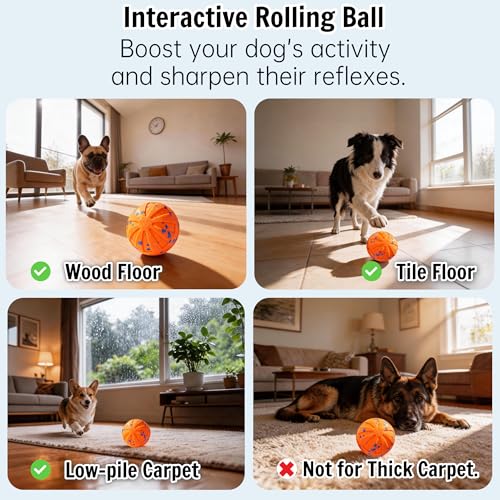 Self-Moving Rolling Dog Ball, Interactive Toy, Rechargeable - color: Energetic Orange