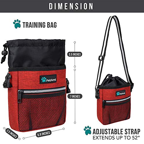 PetAmi Hands Free Dog Treat Pouch for Training and Walking, Red - color: Heather Red
