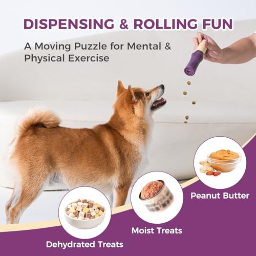 MewaJump Dog Chew Toys Tough Dog Toy for Aggressive Chewers Indestructible - color: purple dispensing toy