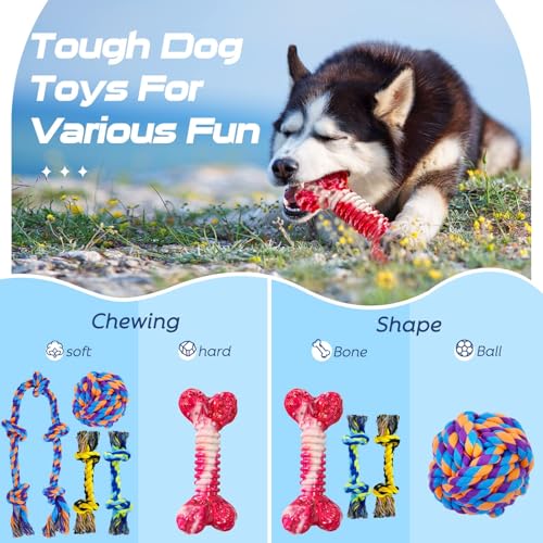 SHARLOVY Dog Chew Toys for Aggressive Chewers - color: 5 Packs, size: Large