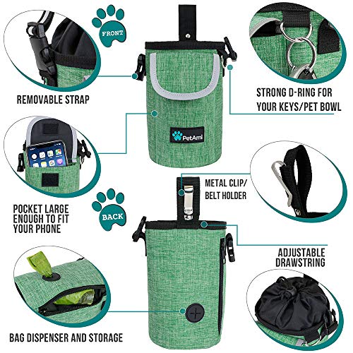PetAmi Dog Treat Pouch, Large Hands-Free Training Bag, Green - color: Green