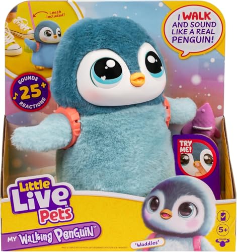 Little Live Pets Walking Penguin My Pet Waddles, Interactive Plush Penguin with 25+ Sounds and Detachable Leash, Toy Penguins for Kids of Ages 5+ - style: Walking Penguin