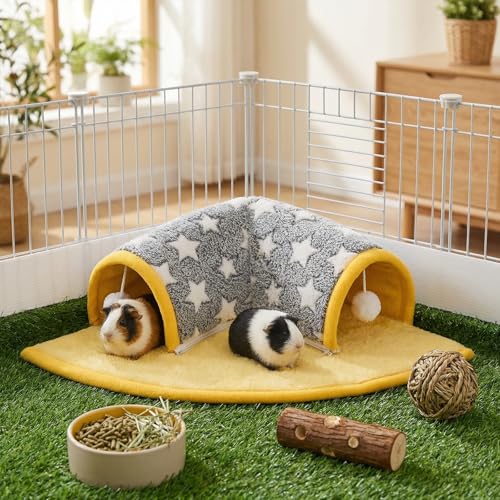 Avont Guinea Pig Tunnel Bed, Washable Hideout for Small Pets - color: Star