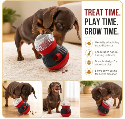 Dog Puzzle Toy, Tumbler Slow Feeder with Adjustable Kibble Release