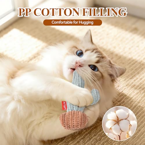 LIFLIX 3PCS Catnip Cat Toys, Cute Cat Nip Plush Toys for Indoor Cats, Interactive Small Cat Kicker Toys(3 Shapes) - color: Cactus, Cat, and Flower 3-Piece Set